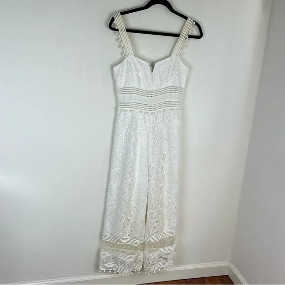 SAYLOR "Gabi" White Lace Crop Jumpsuit Size S - Picture 5 of 10